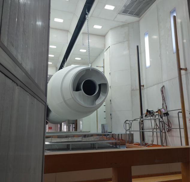 Mixing truck powder coating production line