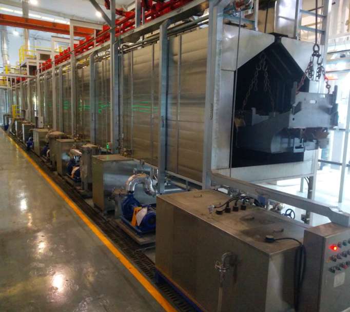 Powder coating production line pretreatment