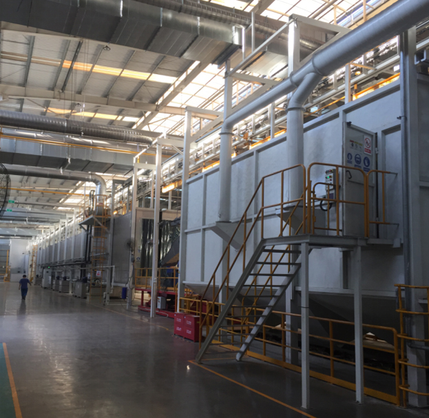 Powder coating line pretreatment