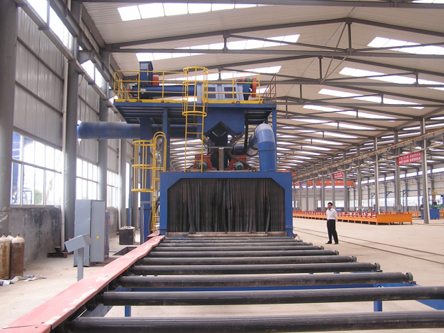 Roll through type plate profile shot blasting machine
